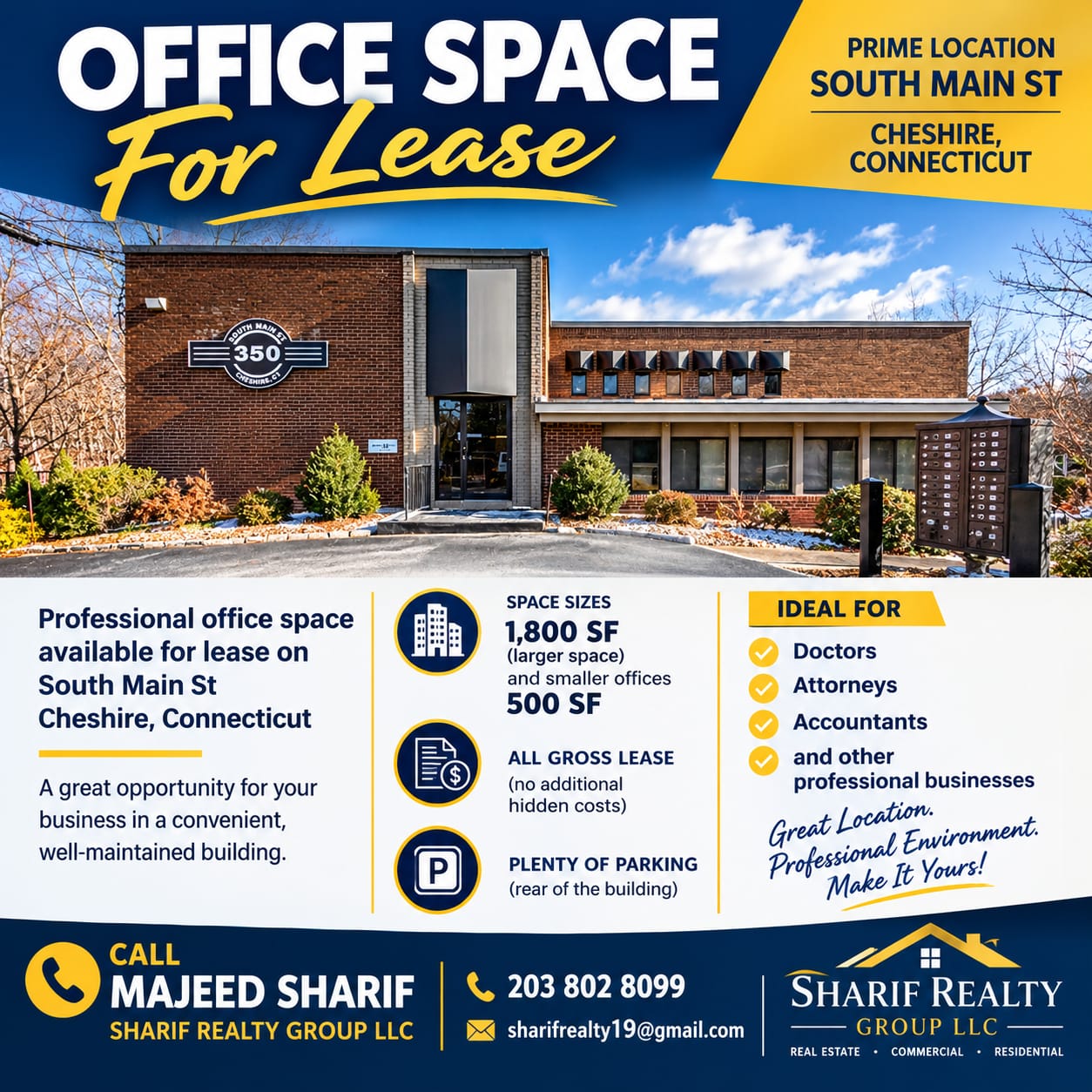 Prime Office Space For Lease in Cheshire, CT: Elevate Your Business at 350 South Main St